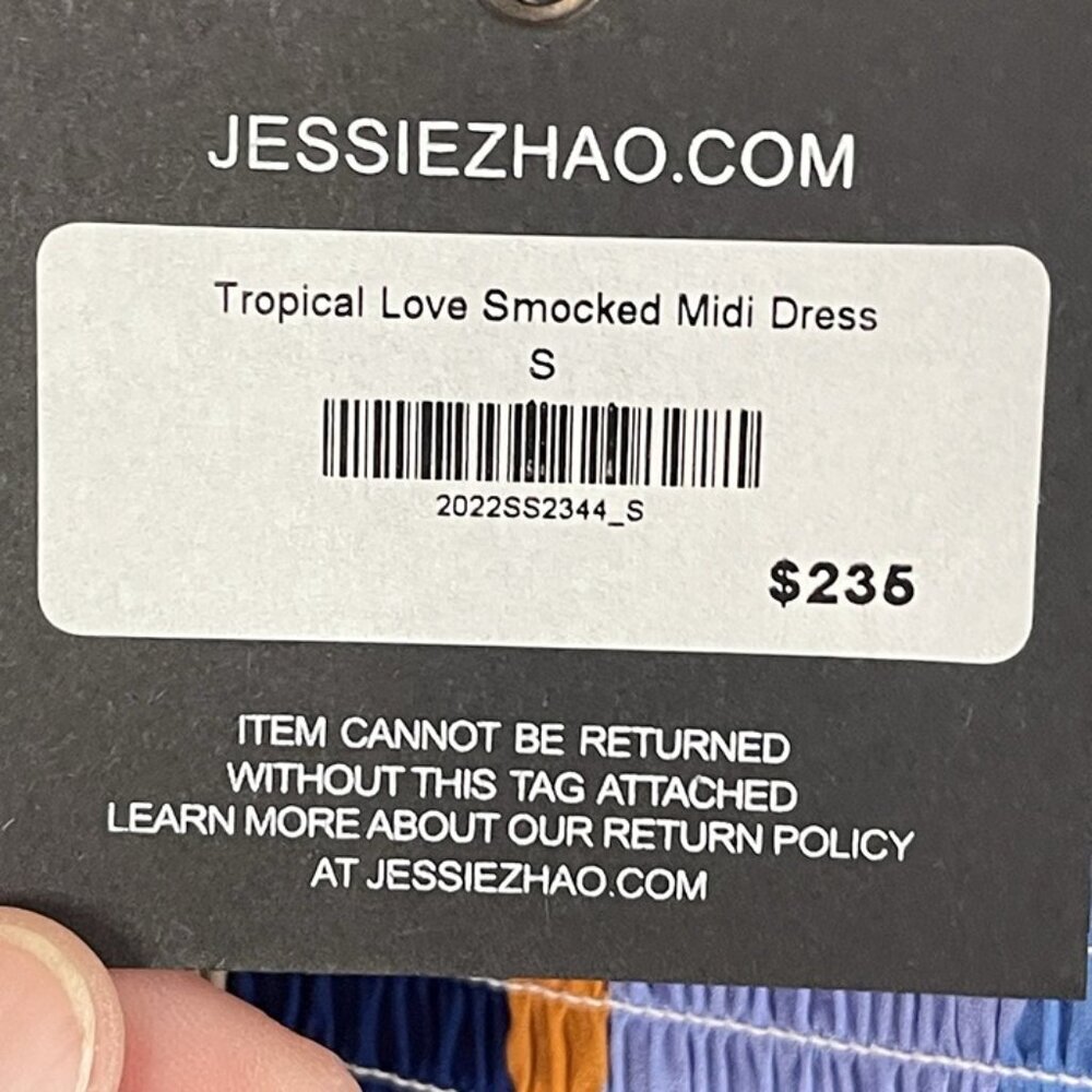 ❌SOLD❌NWT JESSIE ZHAO Tropical Love Smocked Midi Dress, Small - Picture 11 of 12